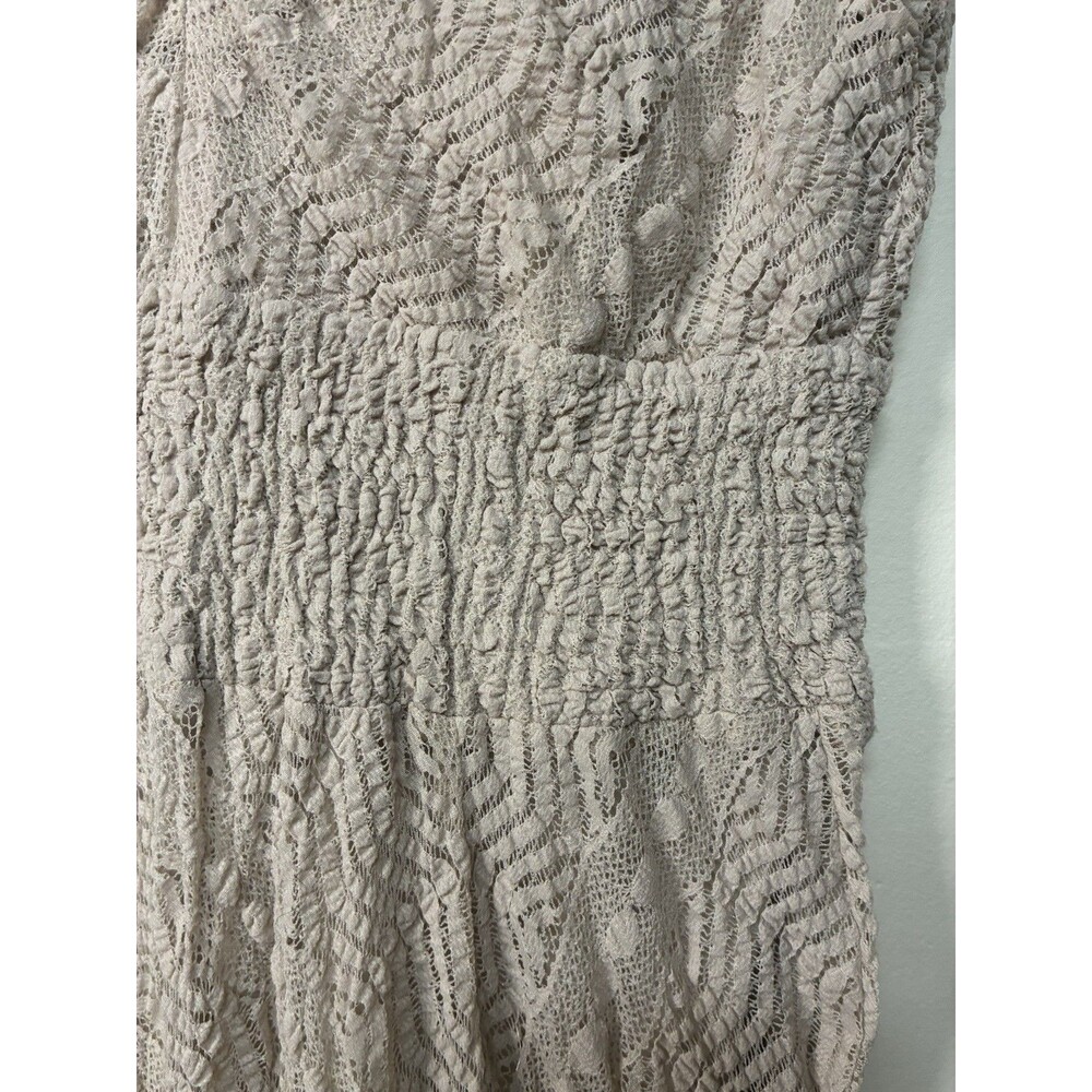 Rabbit Rabbit Rabbit Designs Midi Dress Sleeveless V-NeckTan Lace Stretchy L - Picture 3 of 13